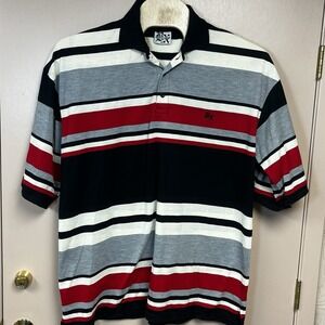 Brooklyn Express Polo Shirt Blue White Black Stripe Short Sleeve Men's 6XL Y2K